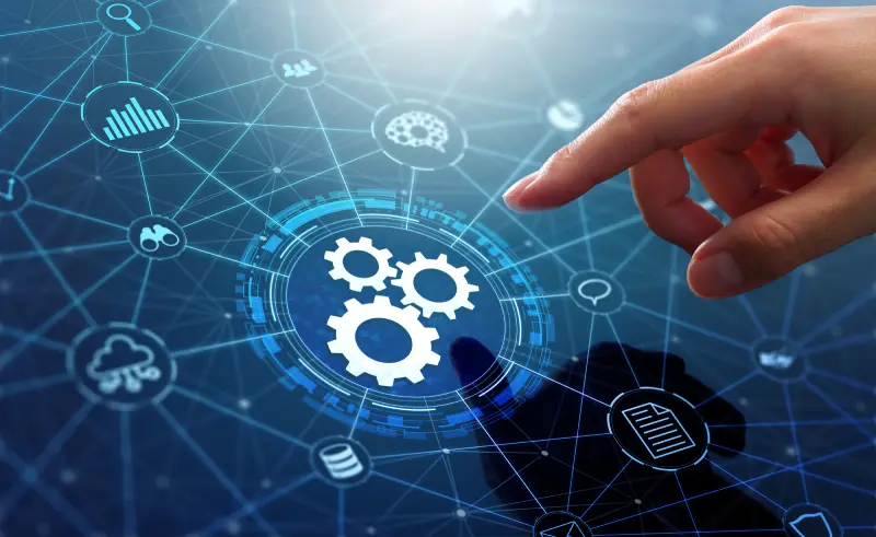 Tecnología y engranajes conectados